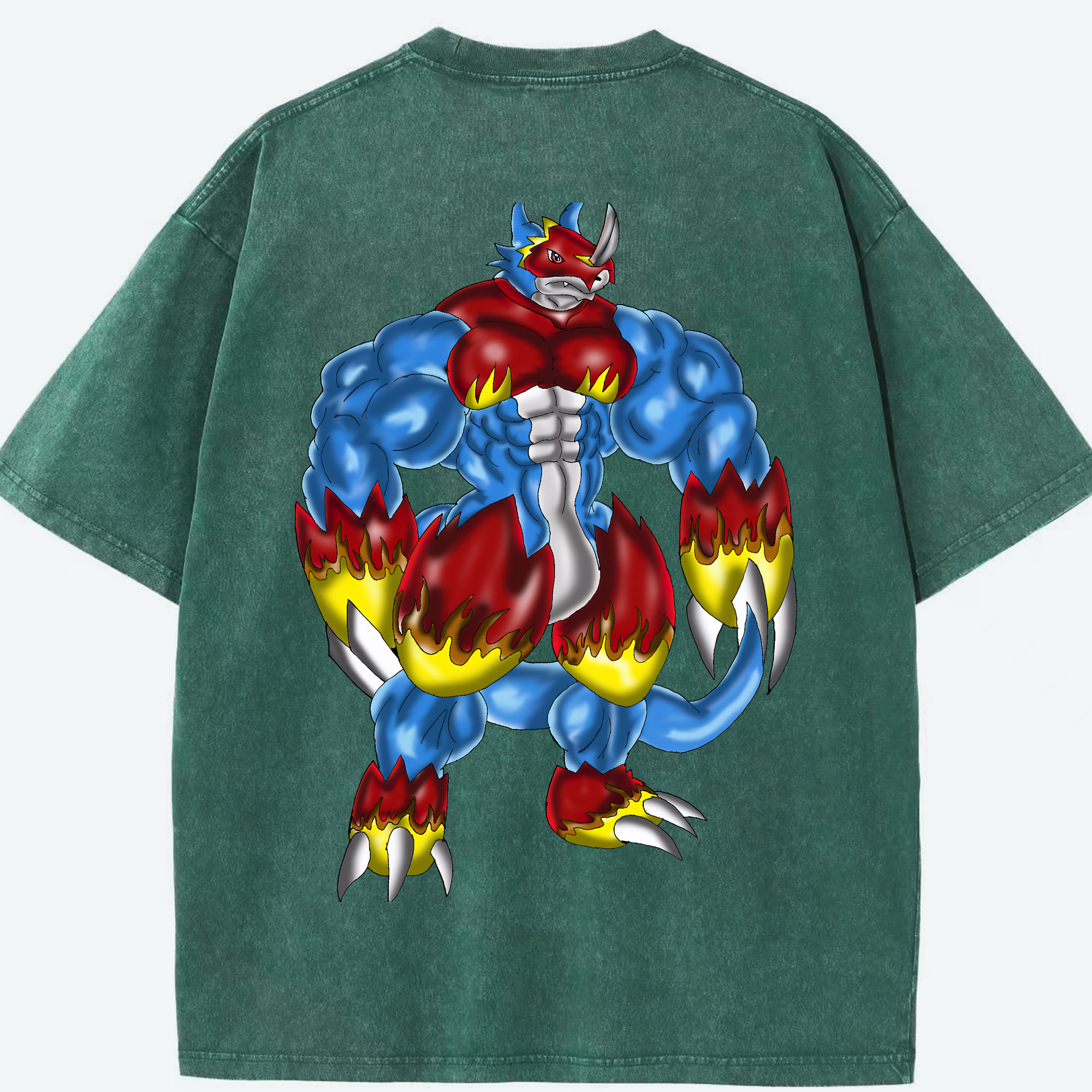 （画像用） Digimon デジタルモンスター/デジモン 綿100% ヴィンテージ風 半袖Tシャツ（背面プリント）